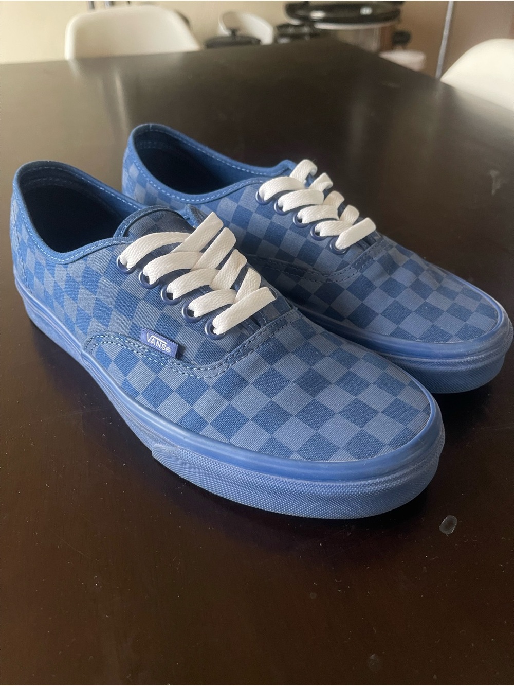 WORN ONCE Vans Blue Checkerboard Authentic Low-Top